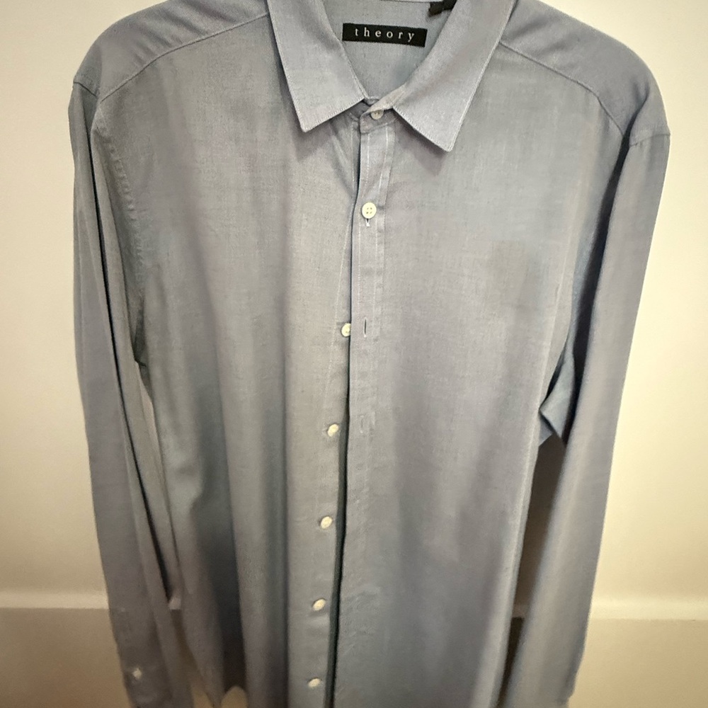 Theory Men's Light Blue Dress Shirt